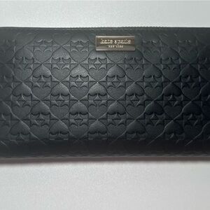 Kate Spade Black Embossed Wallet with Silver Plate